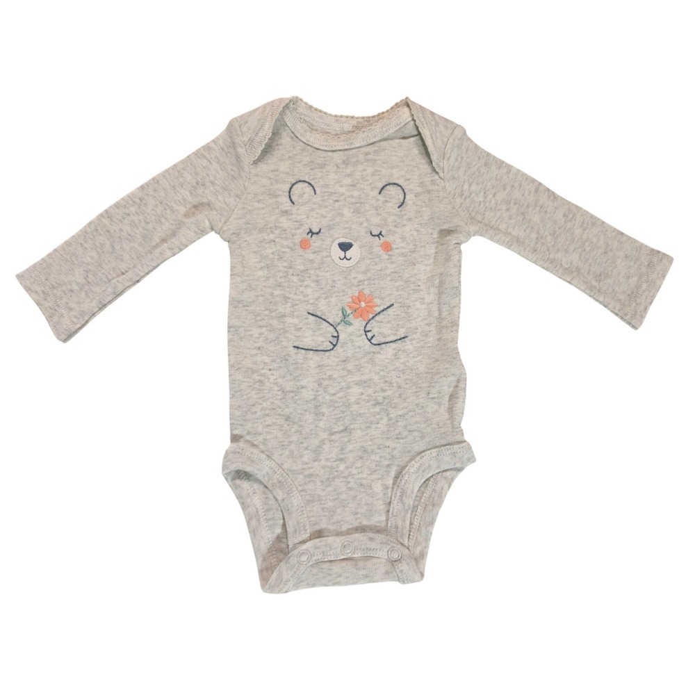 Just One You Carters Newborn Long Sleeve Bear Bodysuit Heather Gray NB NWOT